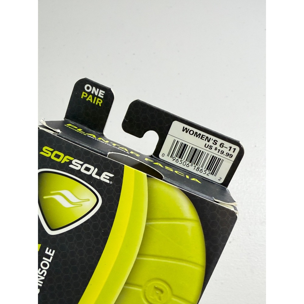 Sof Sole Plantar Fascia Womens Orthotic Insole Size 6-11 Yellow Black New - Picture 3 of 4